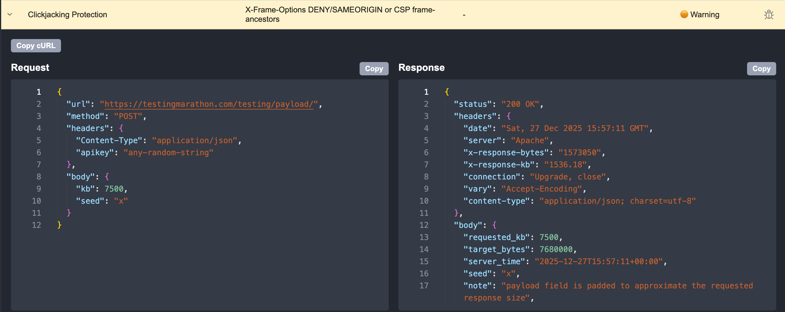 Clickjacking protection headers